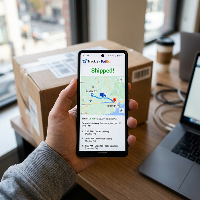 Real-time shipment tracking on a mobile device